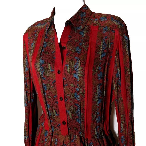 KAUNOTAR made in FINLAND high end dress Sz 10 BELT & BOW 100% VISCOSE A GEM !! - Picture 6 of 16